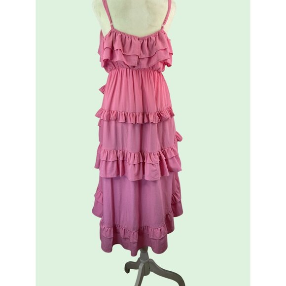 Strut & Bolt Pink Ruffle Layered Midi Sundress size medium - Picture 8 of 16